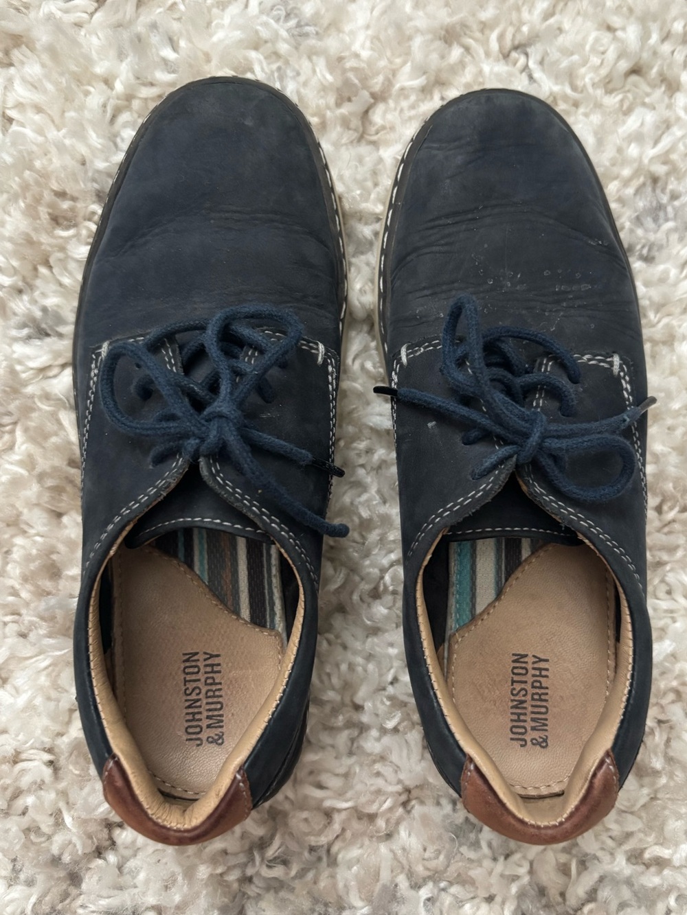 Johnston & Murphy Navy Boys Lace-Up Dress Shoes - Picture 2 of 9